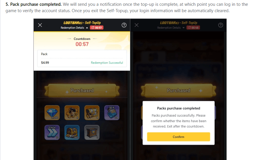 Lootbar top-up guide final step